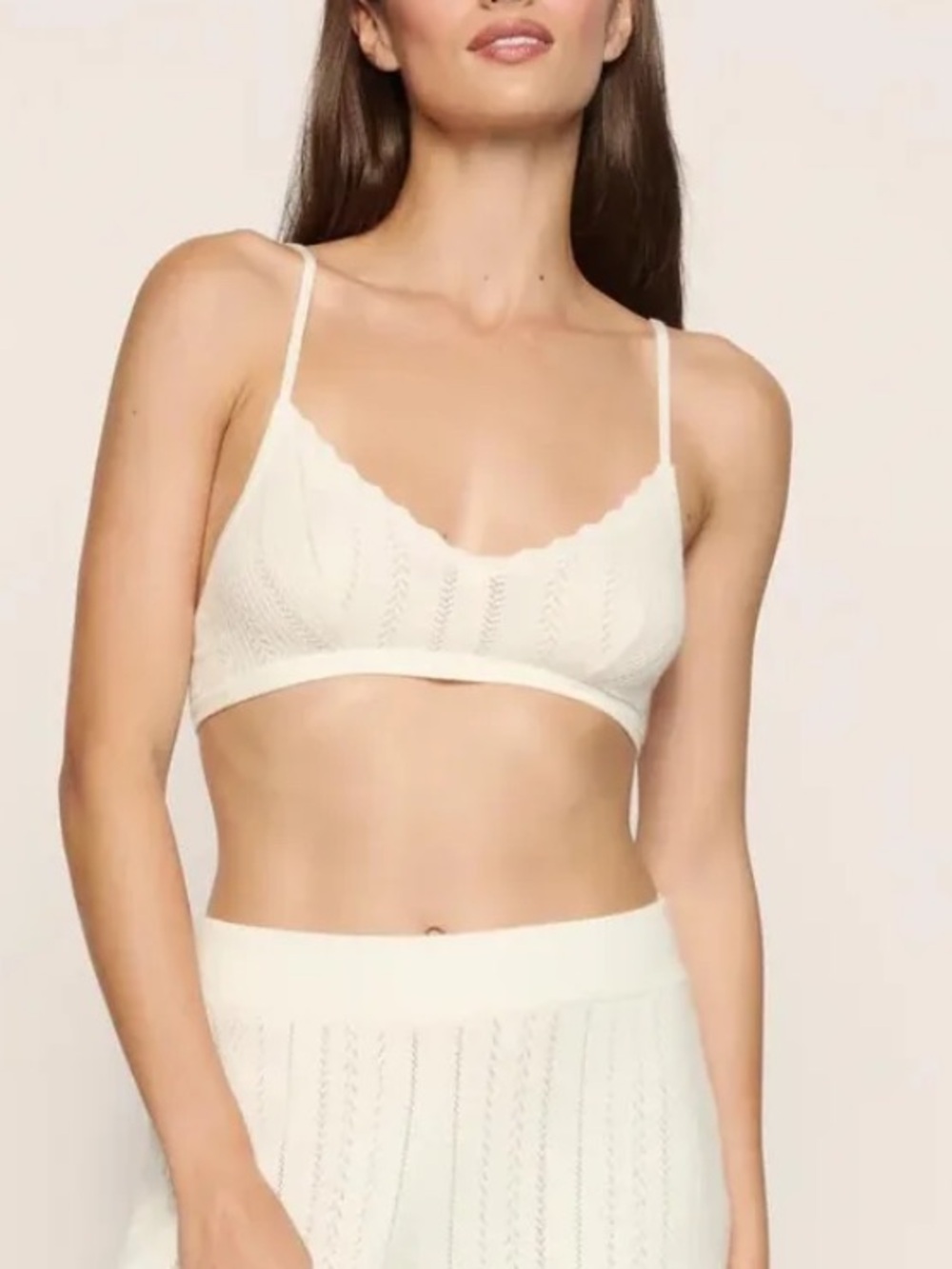 Eberjey Pointelle Sweater Bralette Ivory Size Small